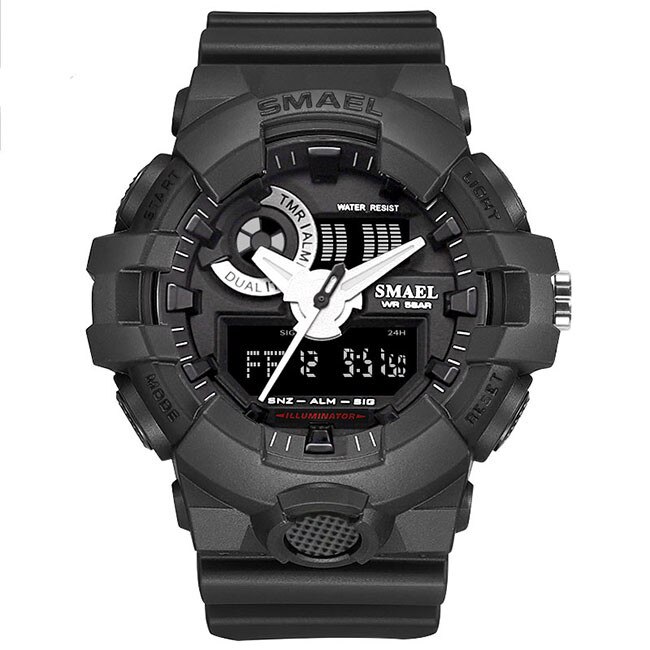 Ceas Unisex Quartz SMAEL Sport Negru, CP9456NU, curea din silicon, afisaj analog-digital