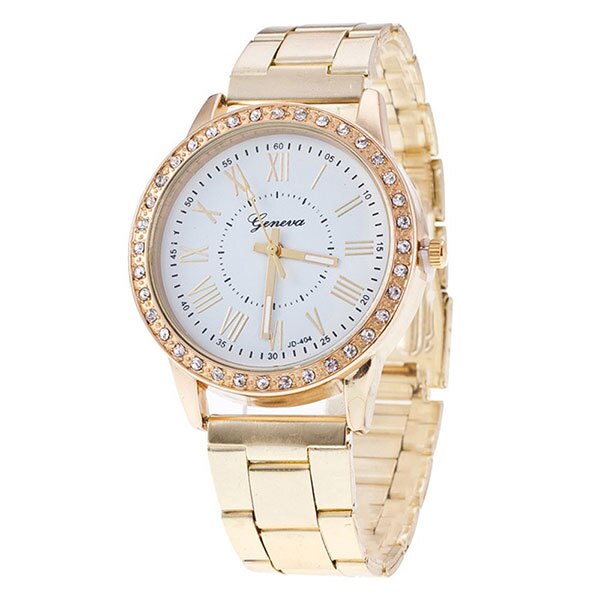 Ceas Geneva Dama Quartz Casual Elegant Alb, PN999883AB, curea din metal (zale), afisaj Analog