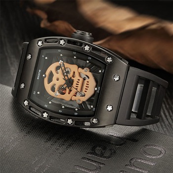 Ceas Unisex Quartz Skone Casual Elegant Rosegold-negru, CP9961RNU, curea din silicon, afisaj analog Ceas Unisex Quartz Skone Casual Elegant Rosegold-negru, CP9961RNU, curea din silicon, afisaj analog