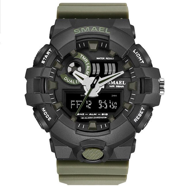 Ceas Unisex Quartz SMAEL Sport Verde, CP9456VE, curea din silicon, afisaj analog-digital