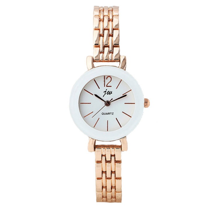 Ceas jw Dama Quartz Casual Elegant Rose, curea din metal (zale)dwqfwq, afisaj Analog, Alb