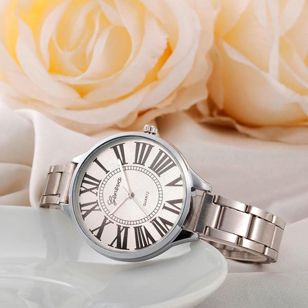 Ceas Dama Quartz Geneva Casual Elegant Silver, CP9969SR, curea din metal (zale), afisaj analog