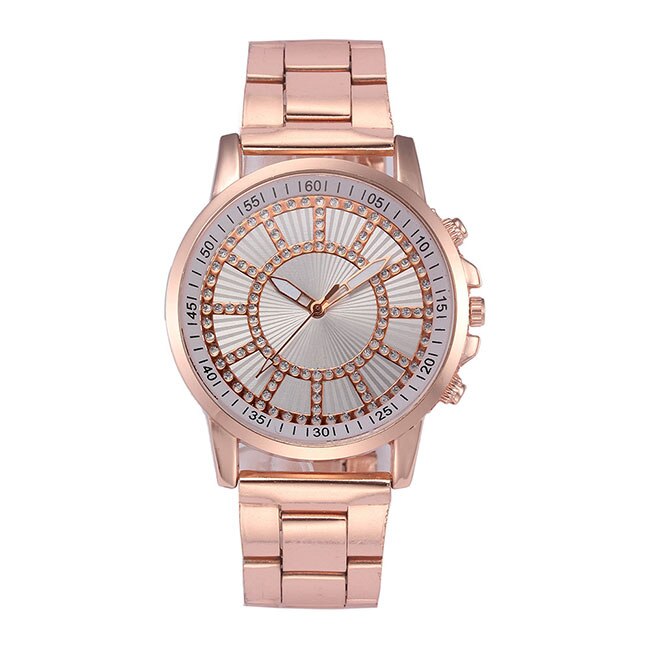Ceas Viser Dama Quartz Casual Elegant Rosegold-alb, PN999403RAB, curea din metal (zale), afisaj Analog