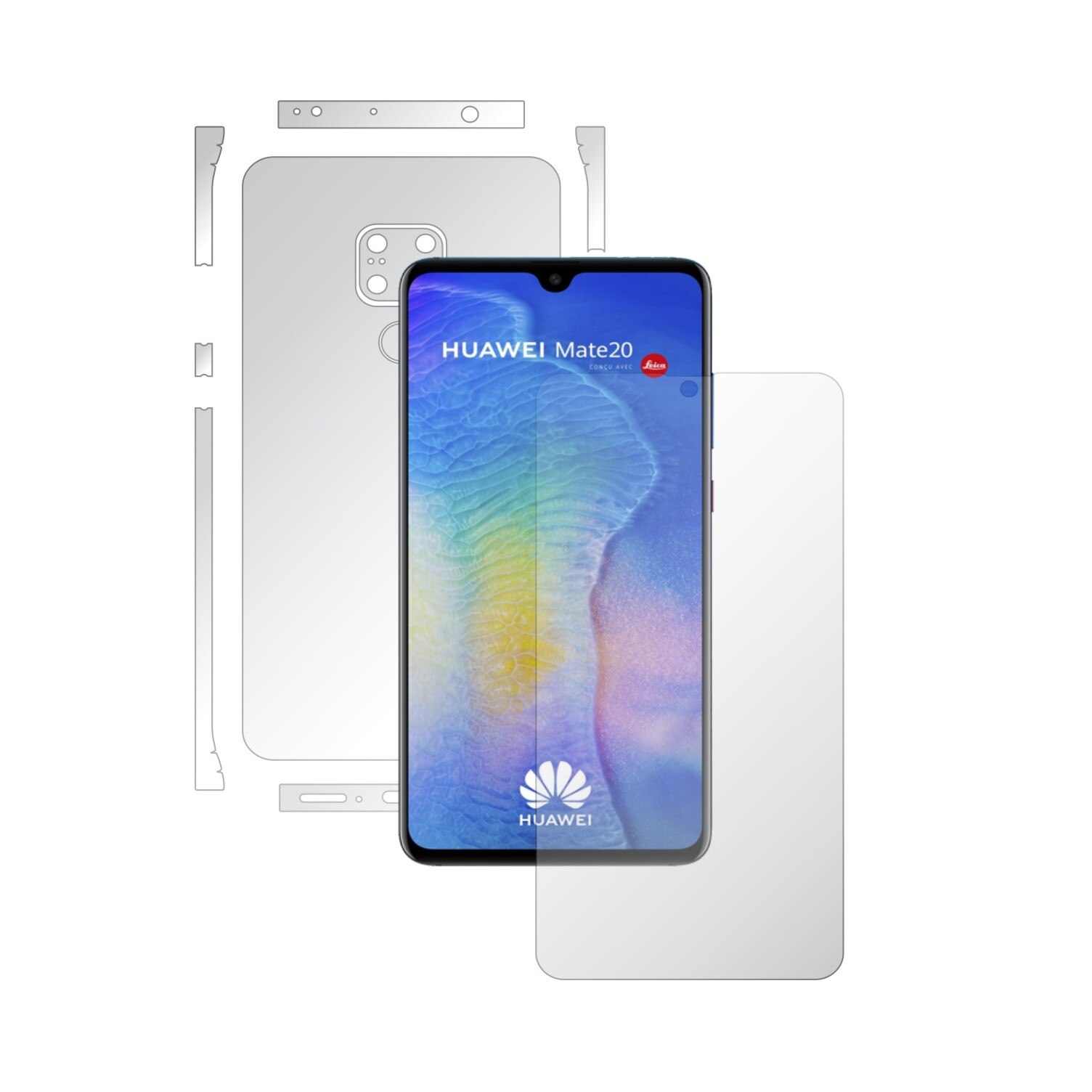 Huawei Mate 20 - Invisible Skinz UHD AutoRegeneranta - Split Cut - Folie Protectie Siliconica Ultra-Clear pentru Ecran,Carcasa Spate si Laterale, Skin Adeziv Transparent Full Body Cover Edge to Edge