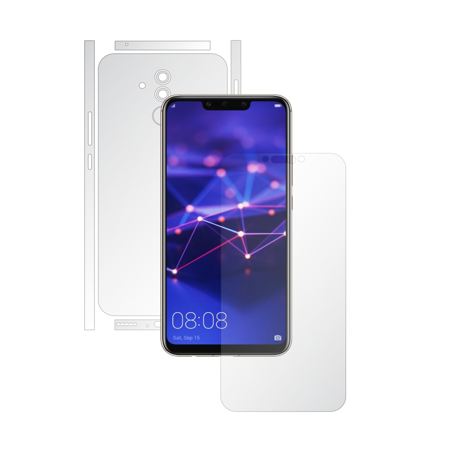 Huawei Mate 20 Lite - Invisible Skinz UHD AutoRegeneranta - Split Cut - Folie Protectie Siliconica Ultra-Clear pentru Ecran,Carcasa Spate si Laterale, Skin Adeziv Transparent Full Body Cover Edge to Edge