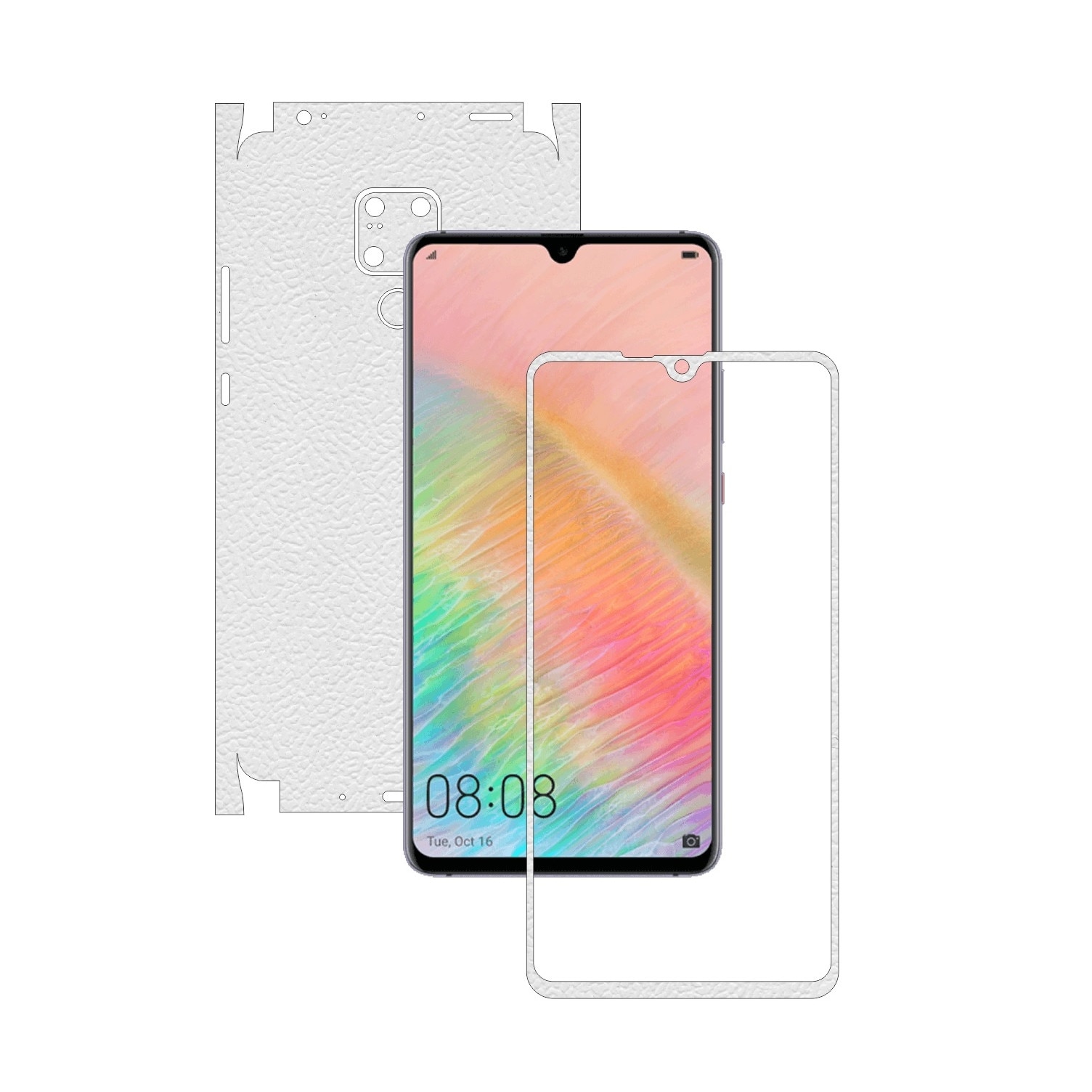 Folie de protectie Carbon Skinz pentru Huawei Mate 20 X - Piele Alba 360 Cut, Skin Adeziv Full Body Cover pentru Rama Ecran,Carcasa Spate si Laterale