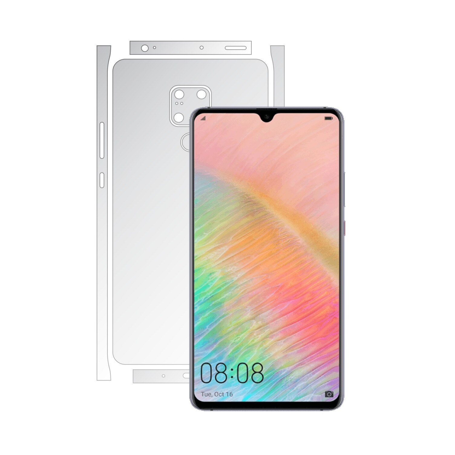 Folie Invisible Skinz UHD AutoRegeneranta pentru Huawei Mate 20 X - Folie Protectie Siliconica Ultra-Clear cu taiere Split Cut pentru Carcasa Spate si Laterale,Skin Adeziv Transparent, Edge to Edge Full Case Cover