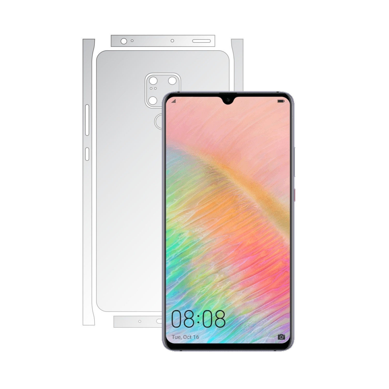 Folie Invisible Skinz HD pentru Huawei Mate 20 X - Folie Protectie Siliconica Ultra-Clear cu taiere Split Cut pentru Carcasa Spate si Laterale,Skin Adeziv Transparent, Edge to Edge Full Case Cover