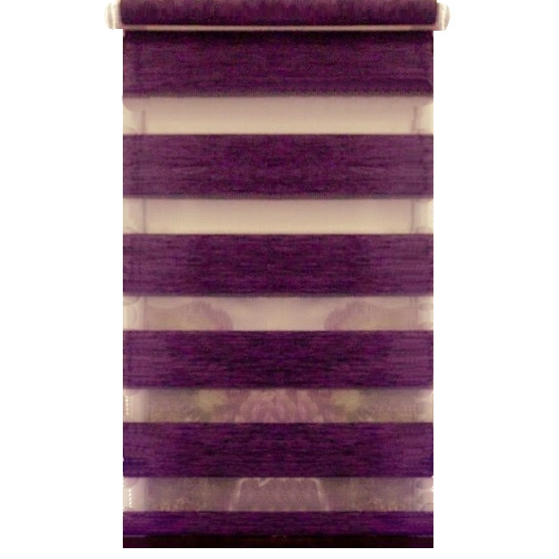 Jaluzea tip Rulou textil , Rolete Zebra Day & Night Luxury, 46x140 cm , ZW18 , culoare Mov , accesorii albe