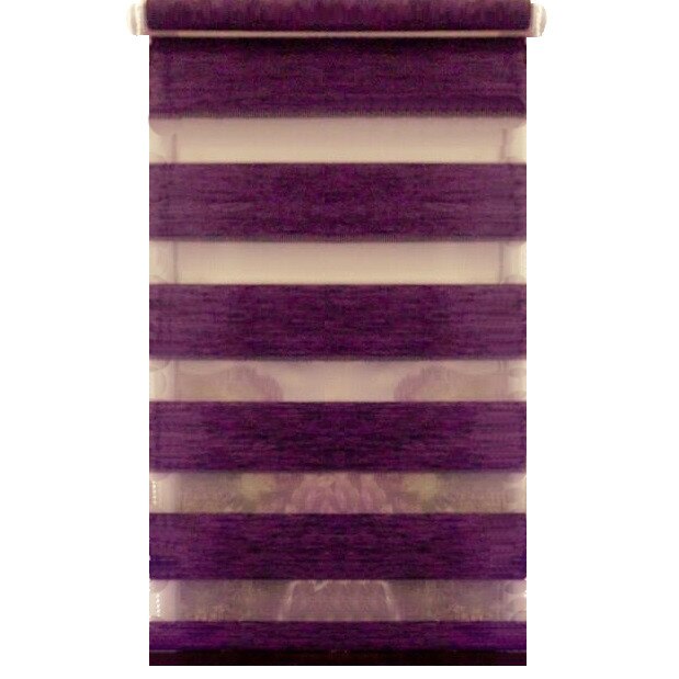 Jaluzea tip Rulou textil , Rolete Zebra Day & Night Luxury, 48x140 cm , ZW18 , culoare Mov , accesorii albe