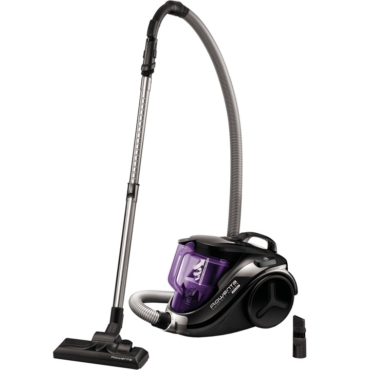 Прахосмукачка без торба Rowenta RO3729EA, 750W, 1.5 л, Четка 2in1, Филтър HEPA, Черен/Виолетов