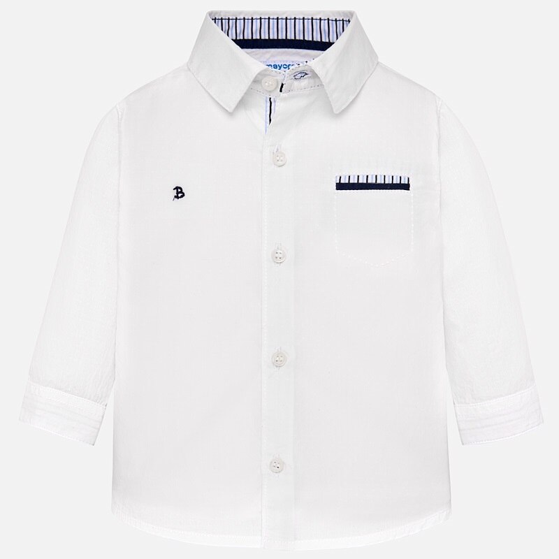 Camasa maneca lunga buzunar bebe baiat, mayoral, alb
