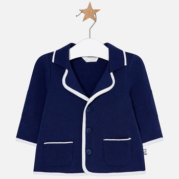 Jacheta cu cotiere bebe nou-nascut, Mayoral, Albastru marin Jacheta cu cotiere bebe nou-nascut, Mayoral, Albastru marin