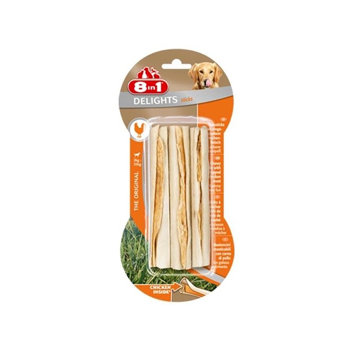 Recompense 8in1 Delights - Sticks piele presata cu carne de pui -75g - 6041.5