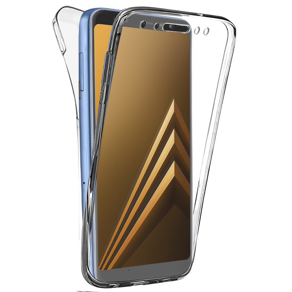 Husa din silicon 360 de grade, Eurocell, pentru Samsung Galaxy A8 2018, alb transparent