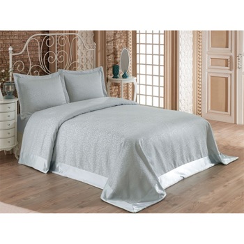 Set de lux cuvertura jaquard 240X260cm + 2 fete de perna 50X70cm, Nazenin Home, Santana - Mint v2 Set de lux cuvertura jaquard 240X260cm + 2 fete de perna 50X70cm, Nazenin Home, Santana - Mint v2