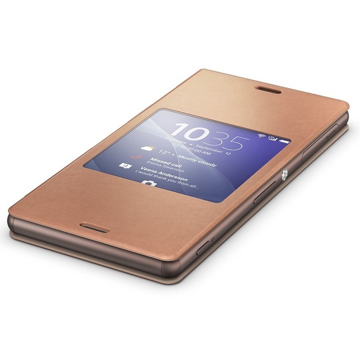 Калъф Sony Xperia Z3 Style Cover Window SCR24, Кафяв