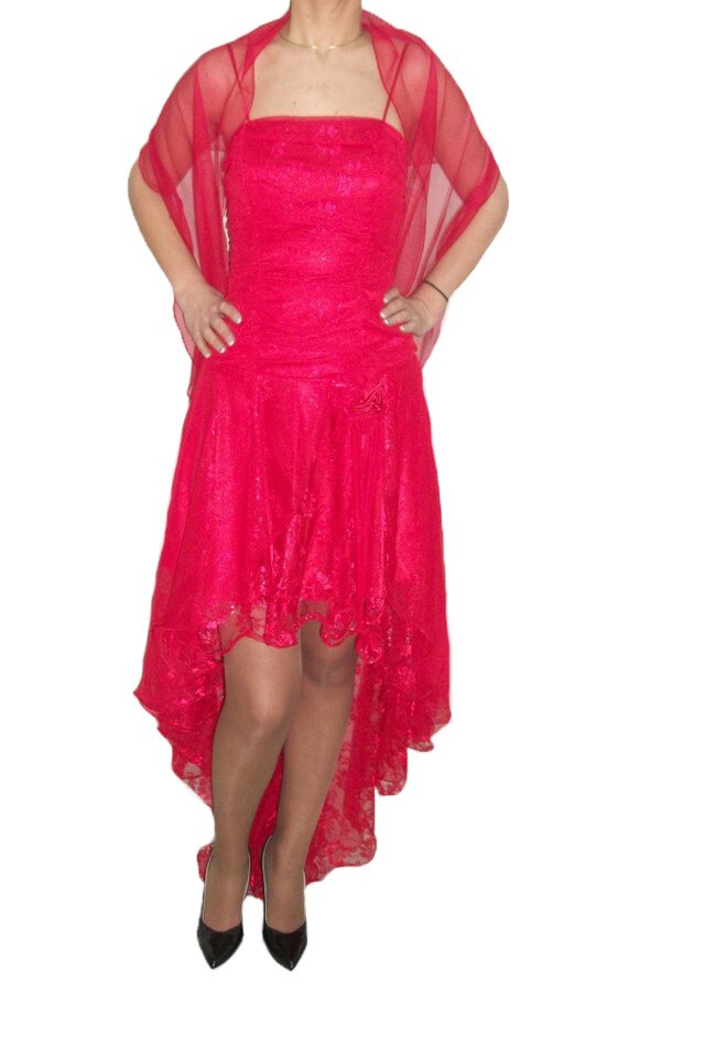 Rochie de ocazie cu insertie de broderie,D&J Exclusive, Rosu