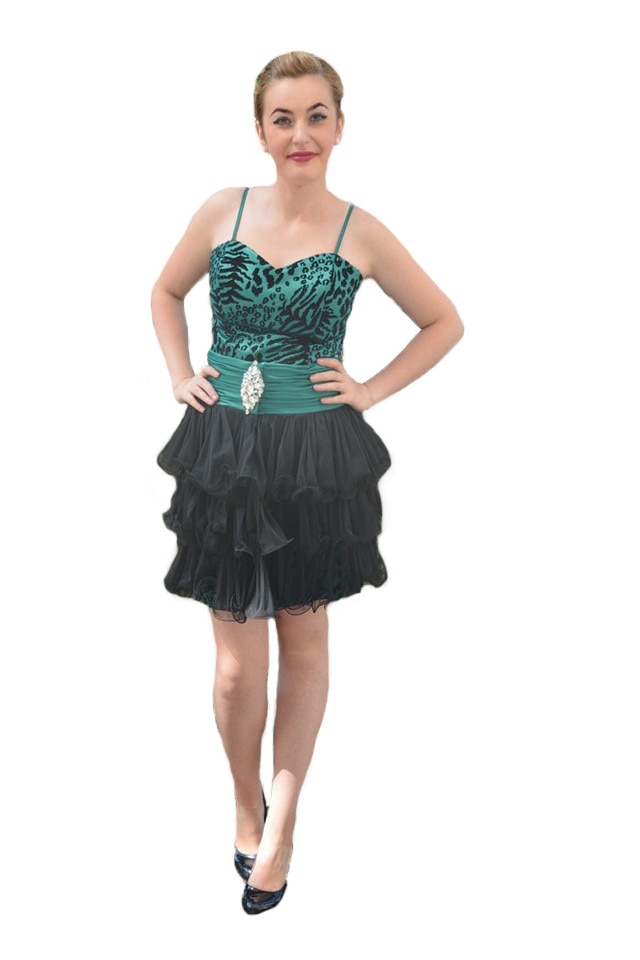 Rochie de ocazie cu o fusta din tul detasabila,D&J Exclusive,, Turcoaz
