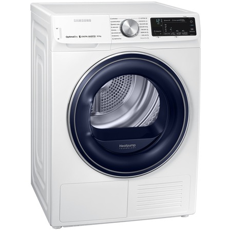Uscator rufe Samsung DV80N62532W/LE, Pompa de caldura, 8kg, Optimal Dry System, Smart Control, Lumina interior, Usa reversibila, Clasa A+++, Alb