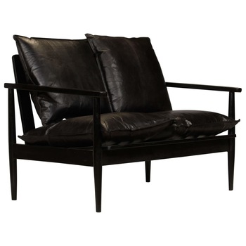Canapea cu 2 locuri, vidaXL, Piele naturala si cadru de lemn de acacia, Negru, 116 x 69 x 74 cm Canapea cu 2 locuri, vidaXL, Piele naturala si cadru de lemn de acacia, Negru, 116 x 69 x 74 cm