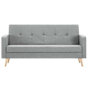 Canapea cu tapiterie textila si cadru din lemn, 3 locuri, vidaXL, Gri deschis, 174 x 73 x 85 cm Canapea cu tapiterie textila si cadru din lemn, 3 locuri, vidaXL, Gri deschis, 174 x 73 x 85 cm