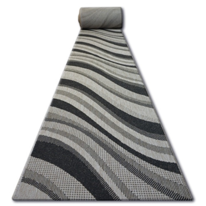 Traversa Sizal FloorLux, Dywany luszczow, 120 cm, Polipropilena, Argintiu/Negru