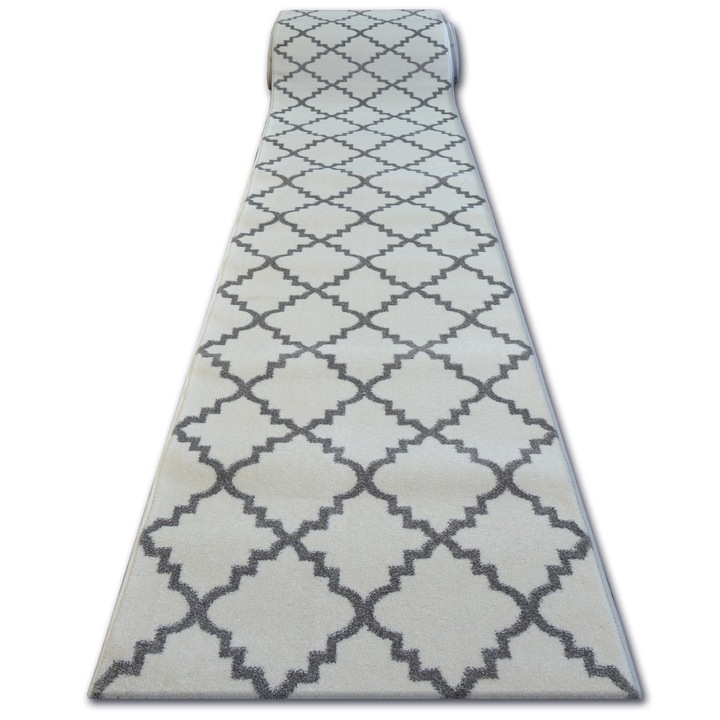 Traversa Dywany Luszczow Walkway Sketch F343, Polipropilena, 120 cm, Gri/Alb