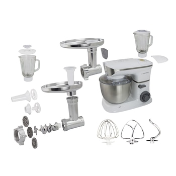 Mixer cu bol din otel inoxidabil cu performante profesionale 6 viteze + functie Pulse, vas 5 l, 1000W, alb Mixer cu bol din otel inoxidabil cu performante profesionale 6 viteze + functie Pulse, vas 5 l, 1000W, alb