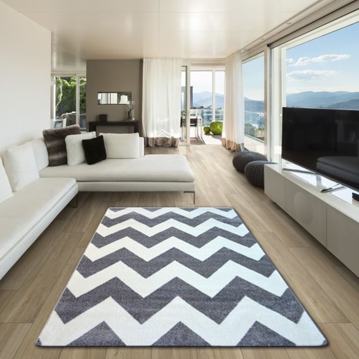 Covor Dywany Luszczow Sketch-FA66, Polipropilena, 180x270 cm, Gri/Alb