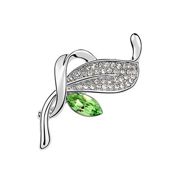 Martisor brosa placata cu aur 18K Green Leaf Martisor brosa placata cu aur 18K Green Leaf