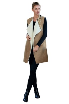 Vesta Livorno, piele/lana merinos, maro Vesta Livorno, piele/lana merinos, maro