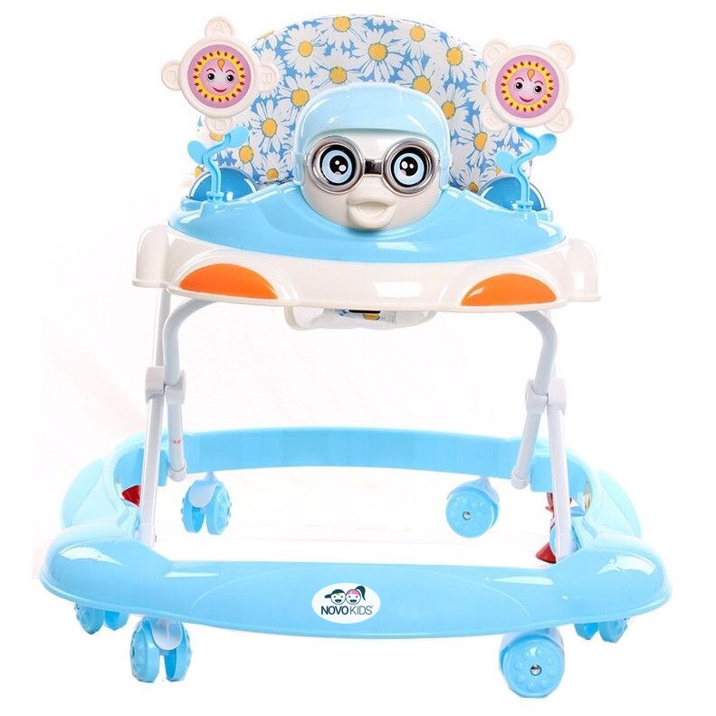 Premergator reglabil in 3 trepte NOVOKIDS™ Catch The Pigeon, cu melodii si lumini, Porumbel, Pliabil, 8 roti, Albastru