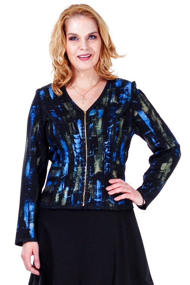 Sacou negru tricot pictat Liza Panait G6499E