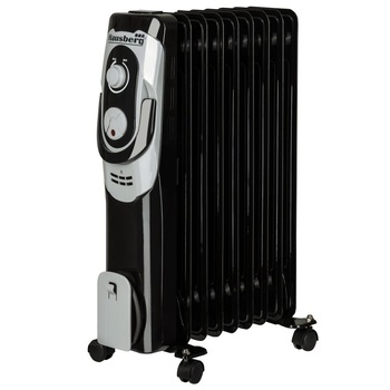 Calorifer electric Hausberg HB-8910NG, 2000 W, 9 elementi, 3 nivele de putere, termostat reglabil, Negru Calorifer electric Hausberg HB-8910NG, 2000 W, 9 elementi, 3 nivele de putere, termostat reglabil, Negru