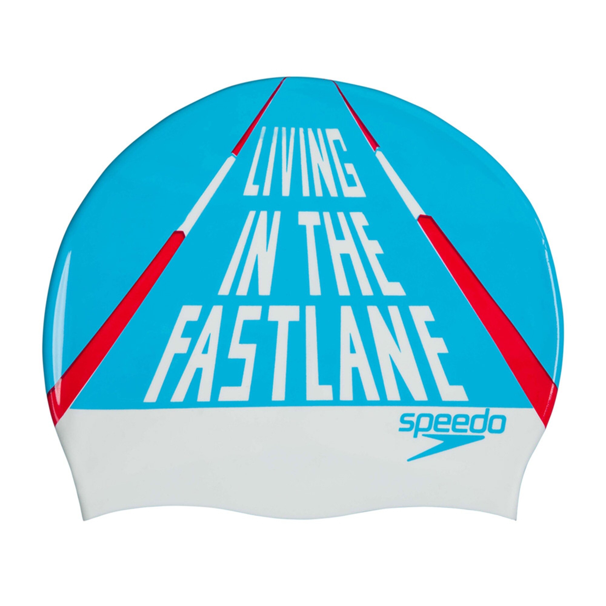 Casca de inot unisex pentru adulti SPEEDO SLOGAN PRT CAP alb/albastru