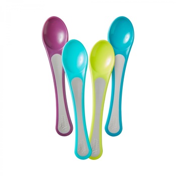 Lingurite ergonomice Explora, Tommee Tippee, 4 buc, Albastru/Mov Lingurite ergonomice Explora, Tommee Tippee, 4 buc, Albastru/Mov