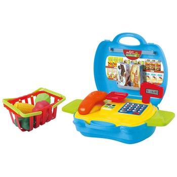 Set de joaca pentru copii, casa de marcat si cos de cumparaturi cu accesorii, 17 piese, My Carry Along Market Set de joaca pentru copii, casa de marcat si cos de cumparaturi cu accesorii, 17 piese, My Carry Along Market