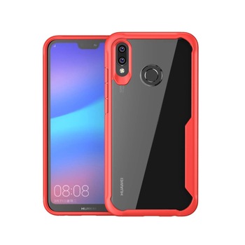 Husa Huawei P20 Lite, Hybrid Antisoc, carcasa spate PC cu cadru TPU dur, Rosu