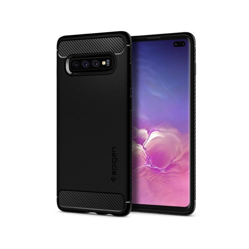 Husa Premium Originala Spigen Rugged Armor Samsung Galaxy S10 Plus Negru Silicon