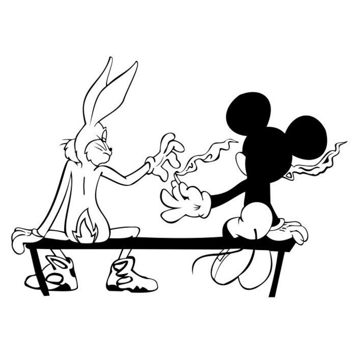 Sticker decorativ perete MICKEY AND THE RABBIT 110X80 CM