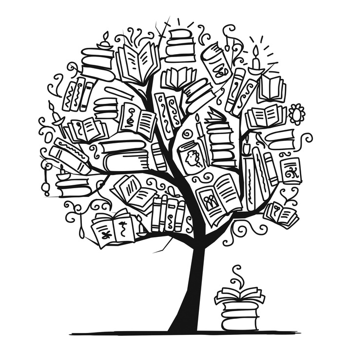 Sticker decorativ perete POMUL CU CARTI 50X40 CM