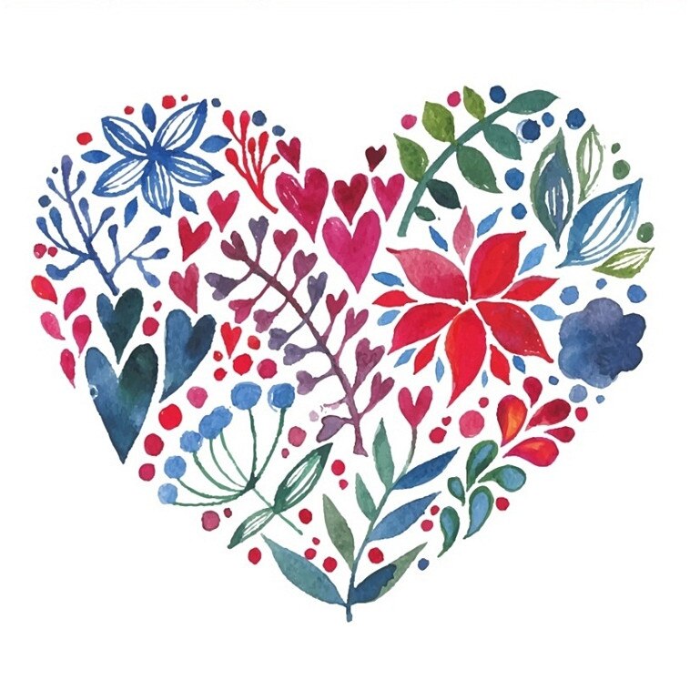 Sticker pentru geam, model inima cu floare rosie, 30 x 30 cm