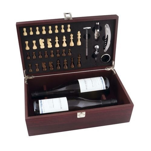 Кутия за вино с аксесоари и шах Galdiniandco подарък за мъж Emagbg 