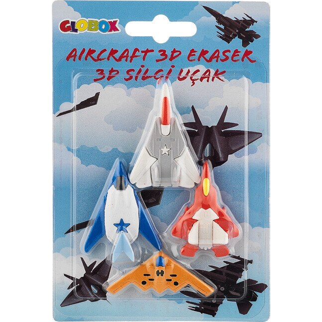 Set 4 radiere GLOBOX 3D Avioane Multicolor