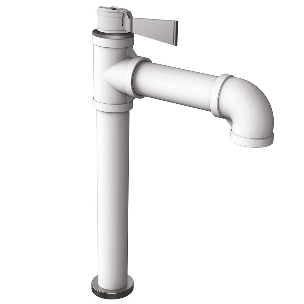 Baterie lavoar chiuveta inalta TU-YO in otel inoxidabil, model traditional, cu leva in aluminiu, alb mat, cu certificat imprimat