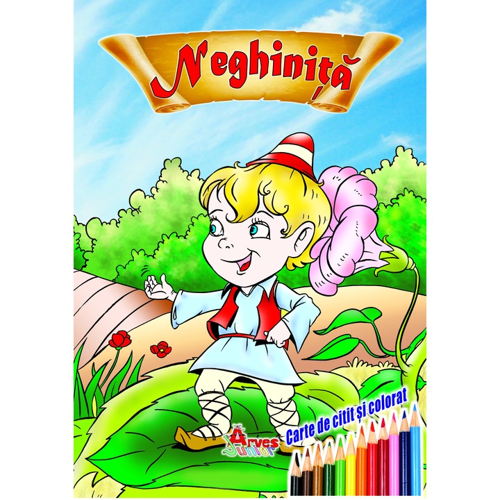 Книга за четене и оцветяване Негинита, Arves, 16 стр., дим. 16,5 х 23,5 см