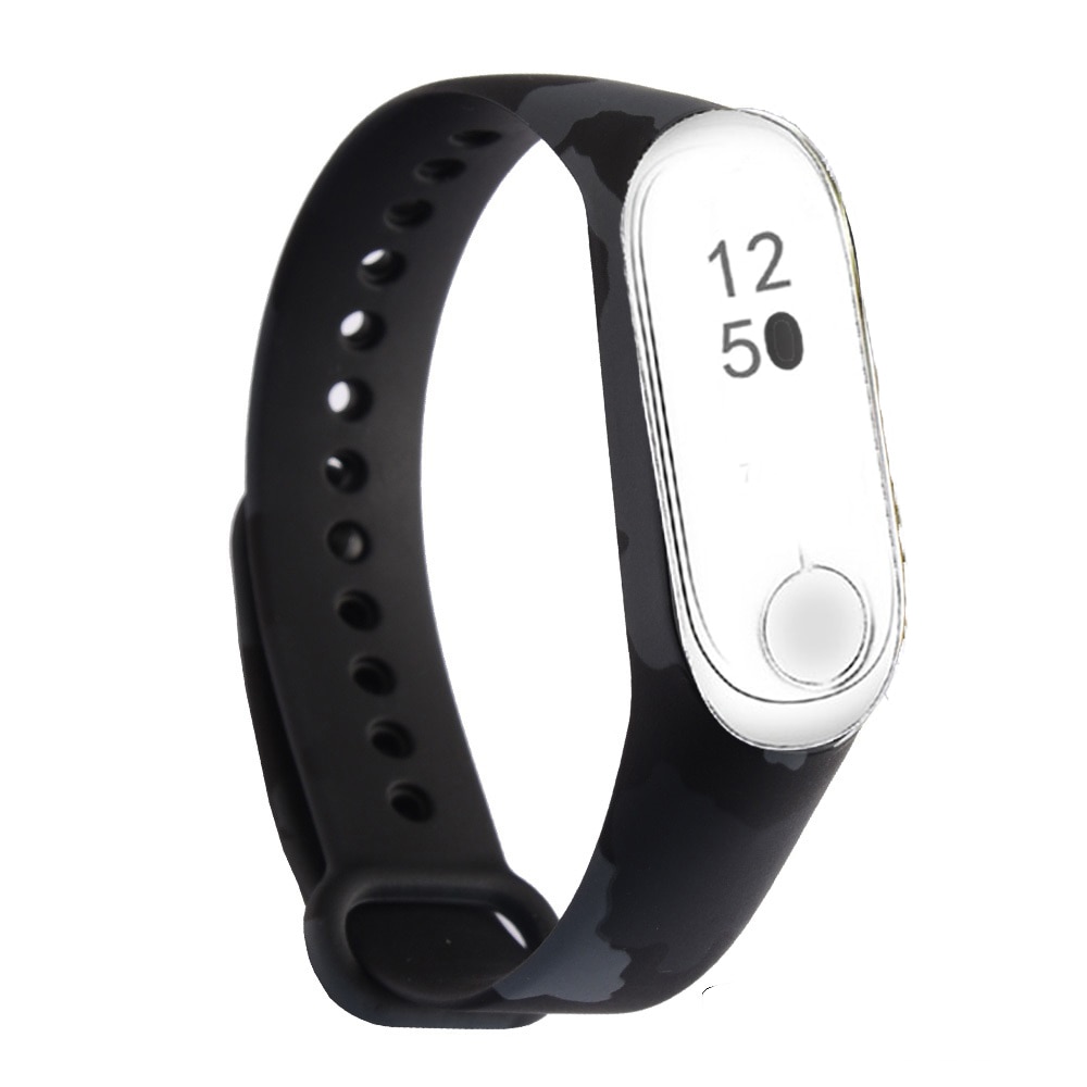 Curea din silicon pentru bratara Xiaomi Mi Band 4 si 3, negru cu gri , model army