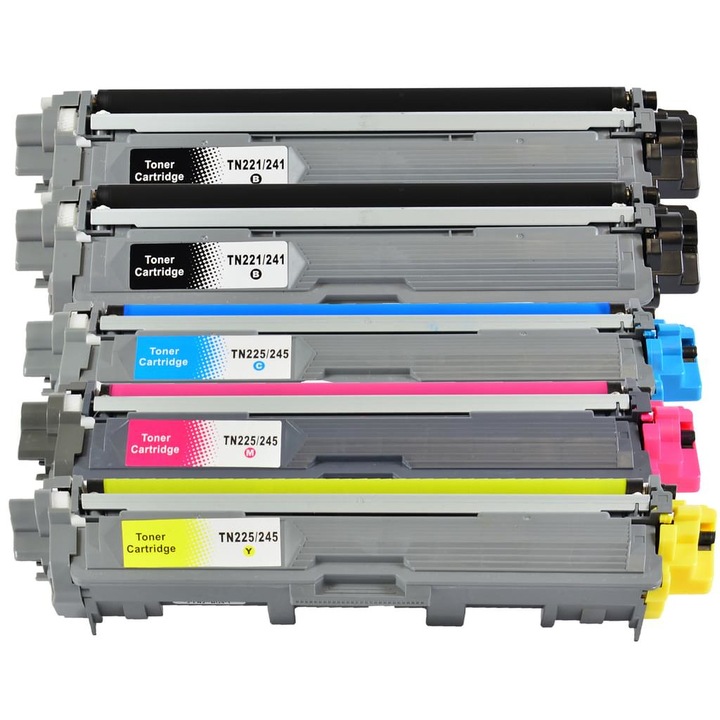 Set 5 Cartuse TN-241/245 2BK/C/M/Y Compatibile cu BROTHER DCP-9015 CDW/DCP-9020CDW DCP-9017CDW/ DCP-9022 , HL-3140/HL-3150/HL-3150/HL-3142 CW/ HL-3152/HL-3172 CDW, MFC-9130 CW/MFC-9140 CDN/MFC-9330 CDW/MFC-9340 CDW MFC-9142 CDN/MFC-9332 CDW/MFC-9342 CDW