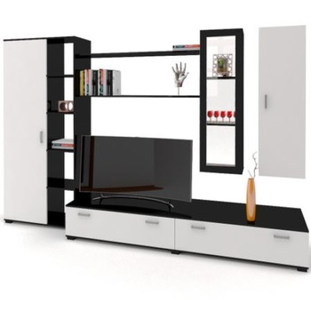 Set Mobila Living Almeria, wenge+alb 280x184x50cm Set Mobila Living Almeria, wenge+alb 280x184x50cm